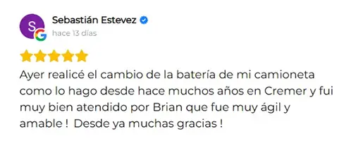 Testimonios de la experiencia con Baterías Cremer