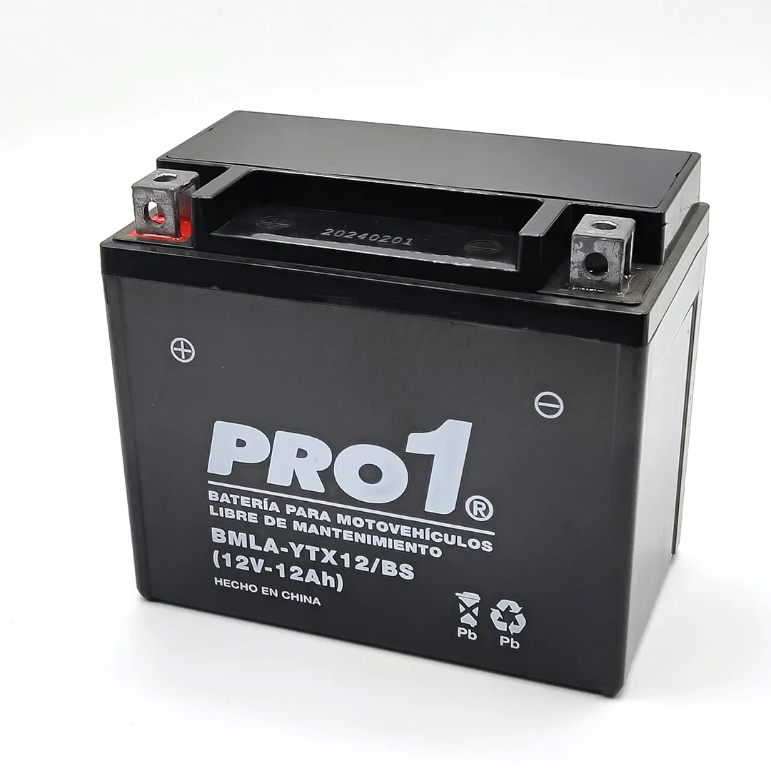 BATERÍA PARA MOTOS PRO UNO YTX12-BS 12V 12AH LIBRE MANTENIMIENTO