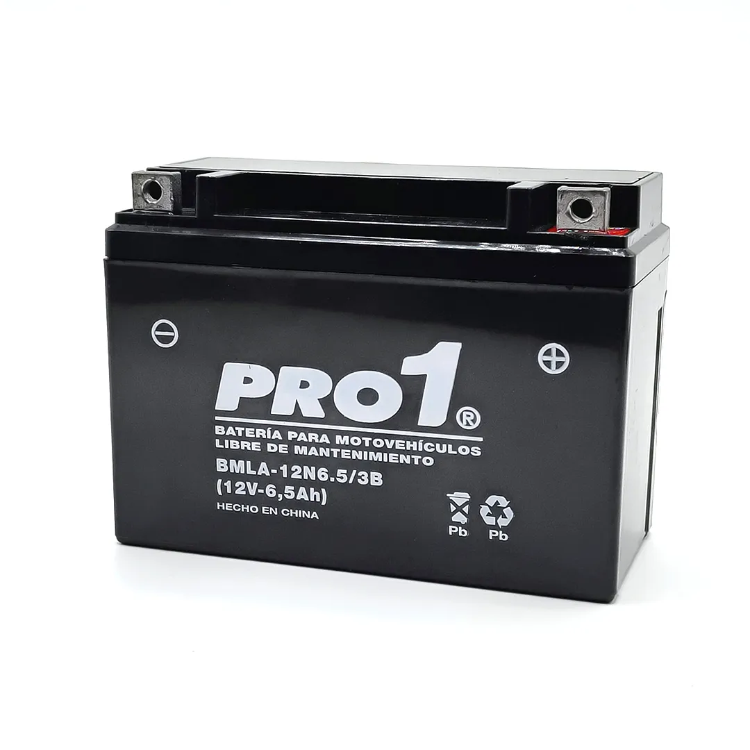 BATERÍA PARA MOTOS PRO UNO 12N 6.5-3B 12V 6,5AH LIBRE MANTENIMIENTO