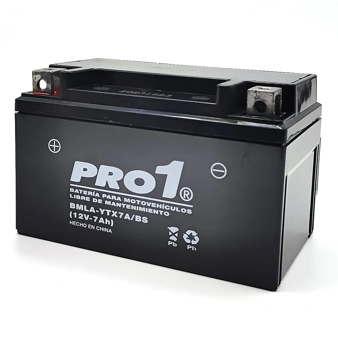 BATERÍA PARA MOTOS PRO UNO YTX7A-BS 12V 7AH LIBRE MANTENIMIENTO