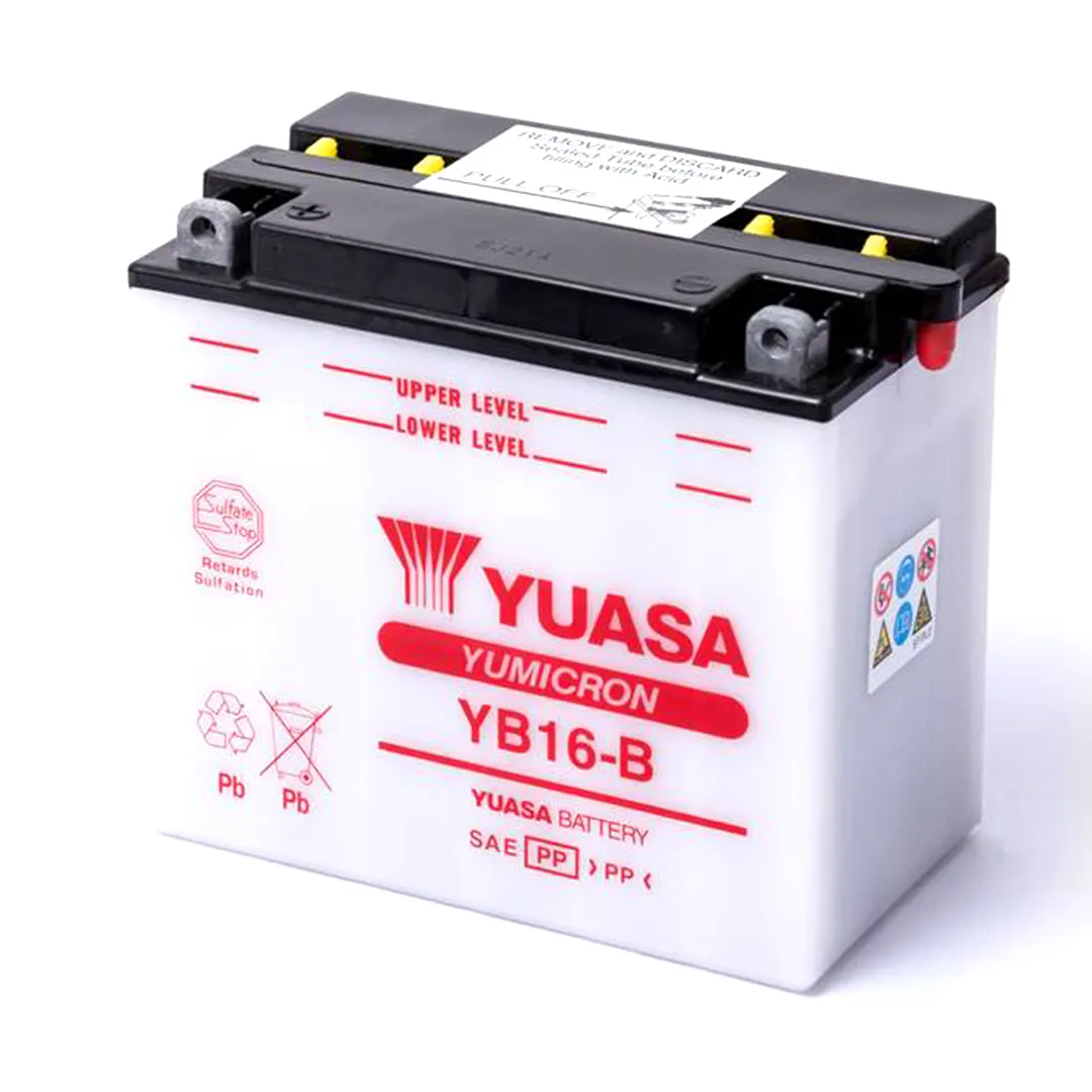 BATERÍA PARA MOTOS YUASA YB16-B / 12V 19AH