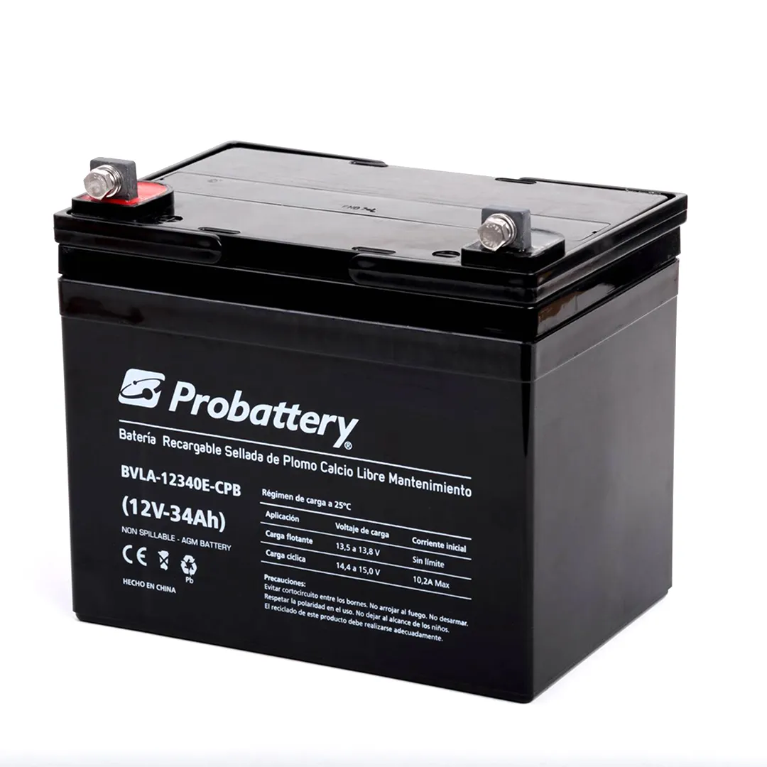 BATERÍA PROBATTERY 12V 34AH - ELECTROLITO ABSORBIDO LIBRE MANTENIMIENTO