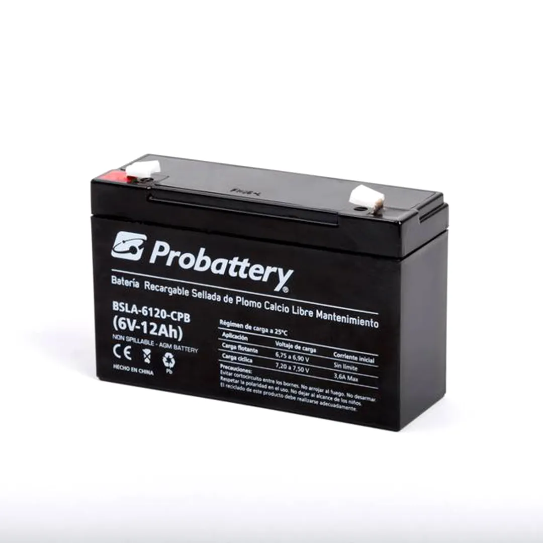 BATERÍA PROBATTERY 6V 10/12AH - ELECTROLITO ABSORBIDO LIBRE MANTENIMIENTO