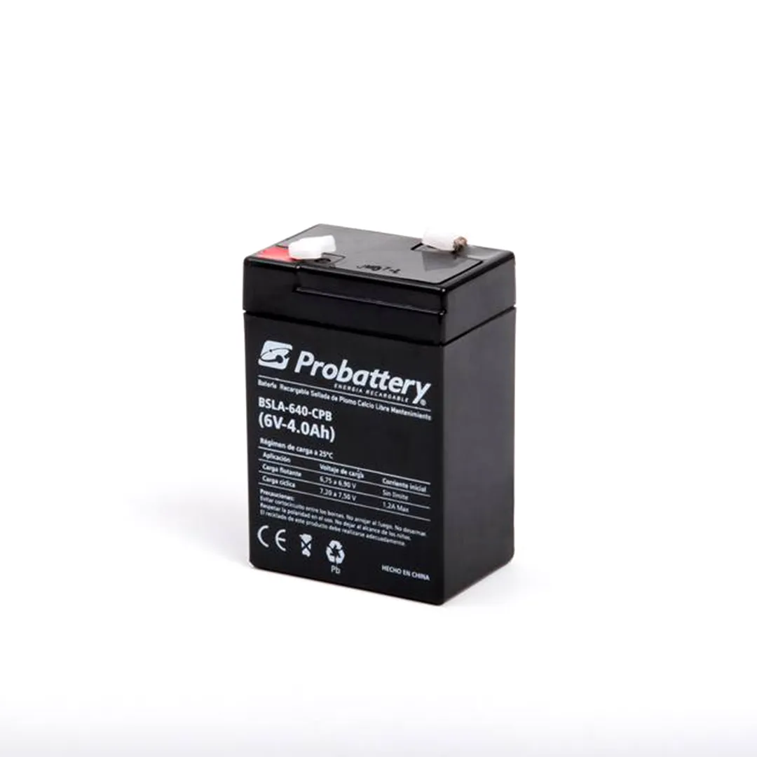 BATERÍA PROBATTERY 6V 4AH - ELECTROLITO ABSORBIDO LIBRE MANTENIMIENTO