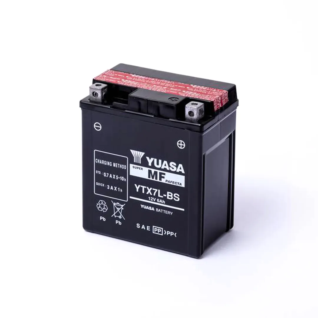 BATERÍA PARA MOTOS YUASA YTX7L-BS / 12V 7AH LIBRE MANTENIMIENTO