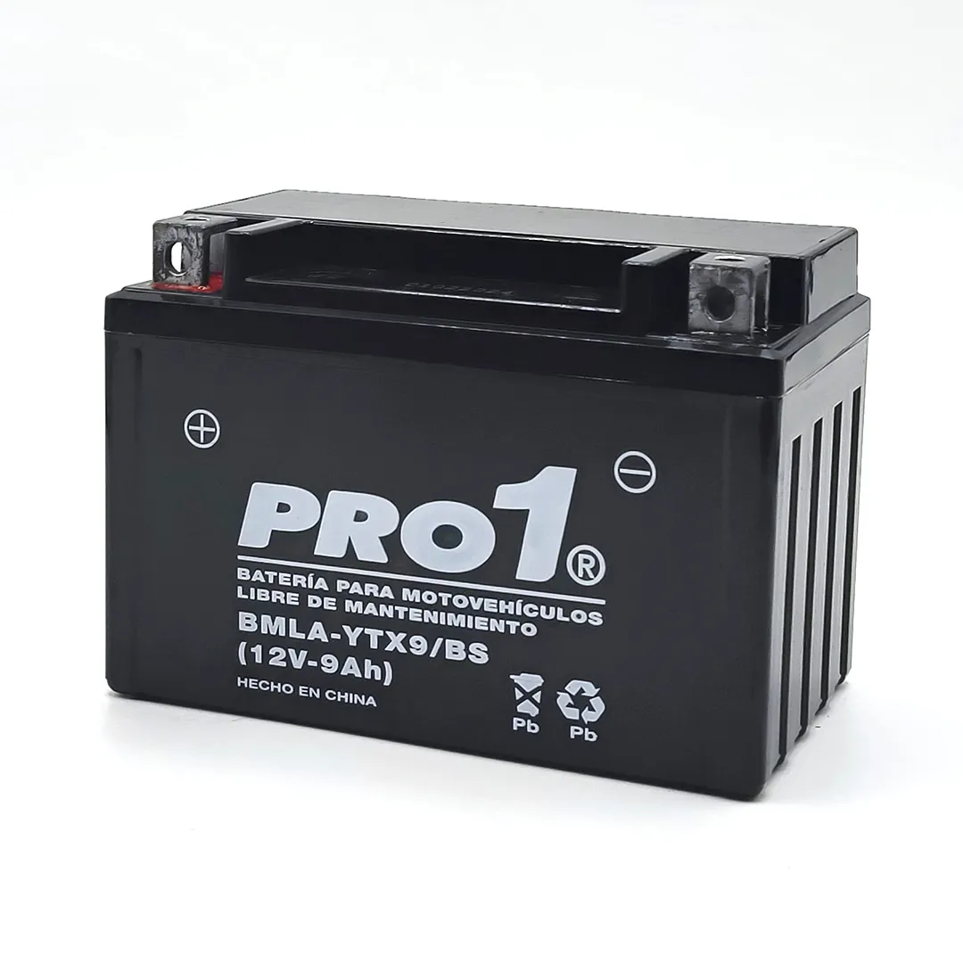 BATERÍA PARA MOTOS PRO UNO PROBATTERY YTX9-BS 12V 9AH LIBRE MANTENIMIENTO