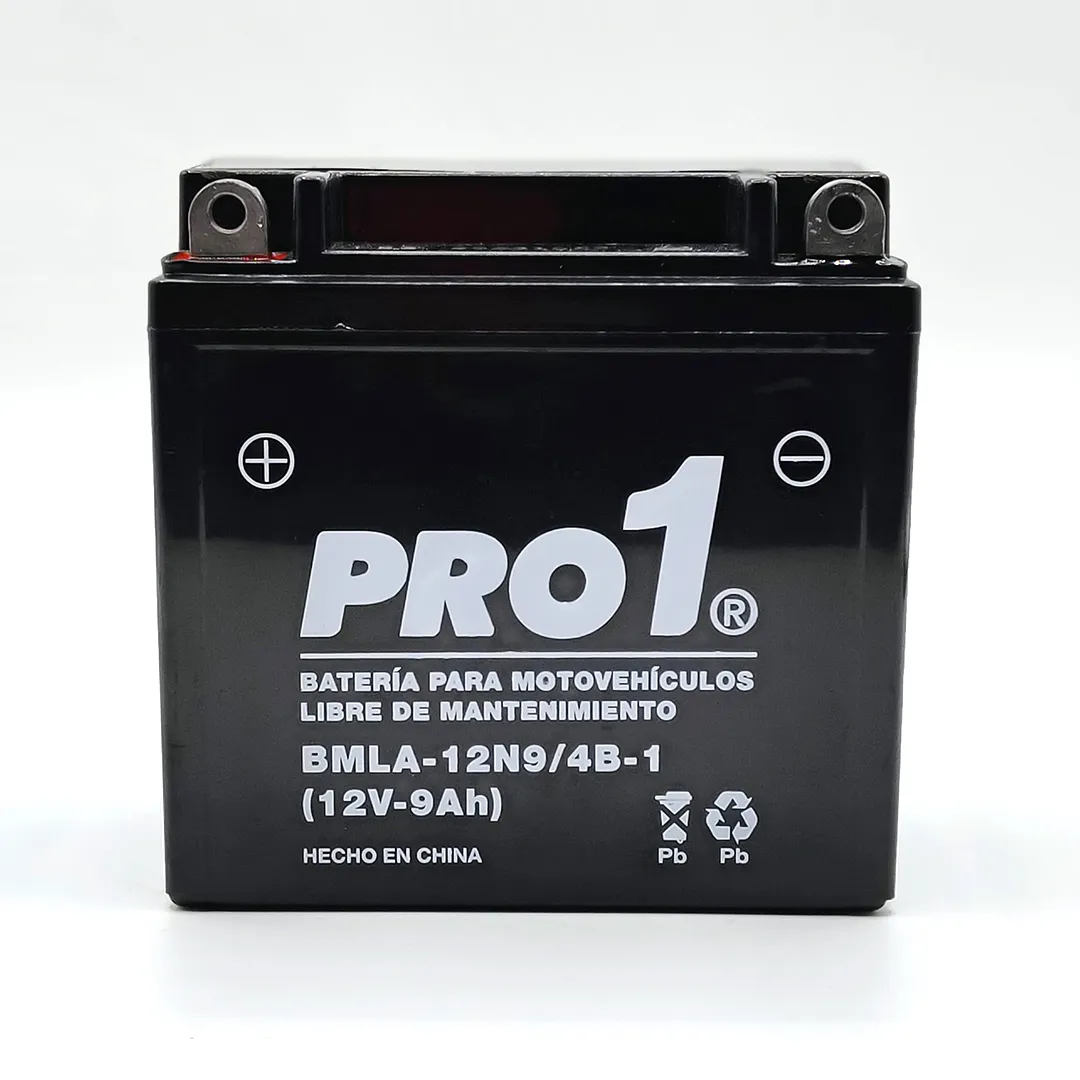 BATERÍA PARA MOTOS PRO UNO/ PROBATTERY 12N9-4B-1 12V 9AH LIBRE MANTENIMIENTO